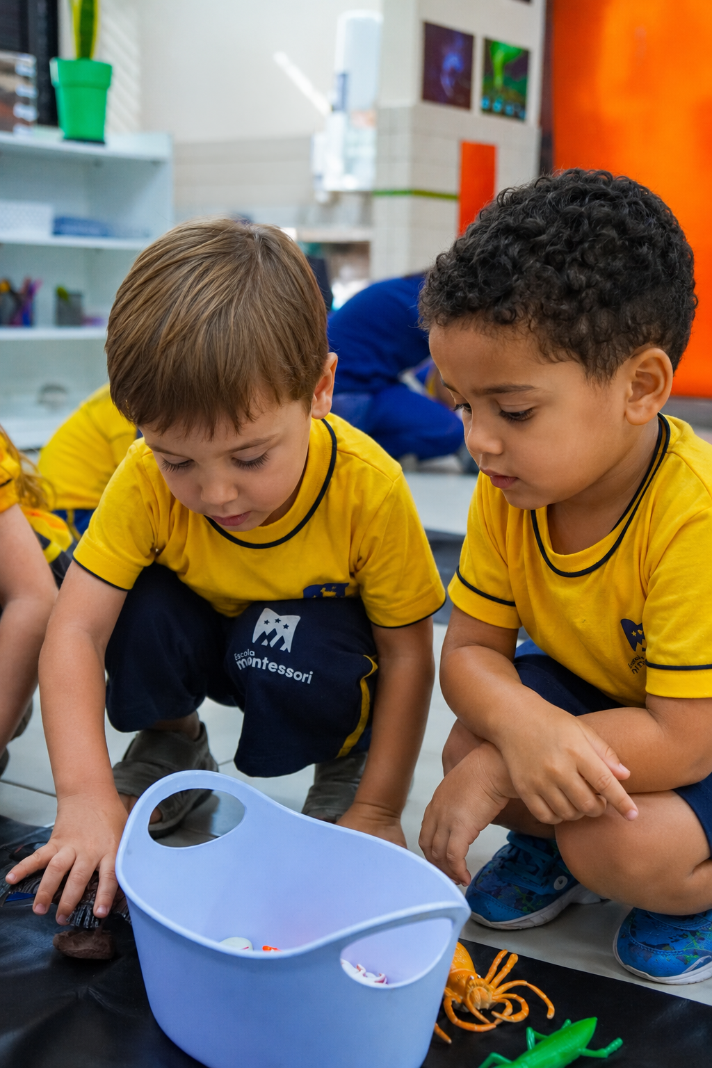 Atividade coletiva na Escola Montessori